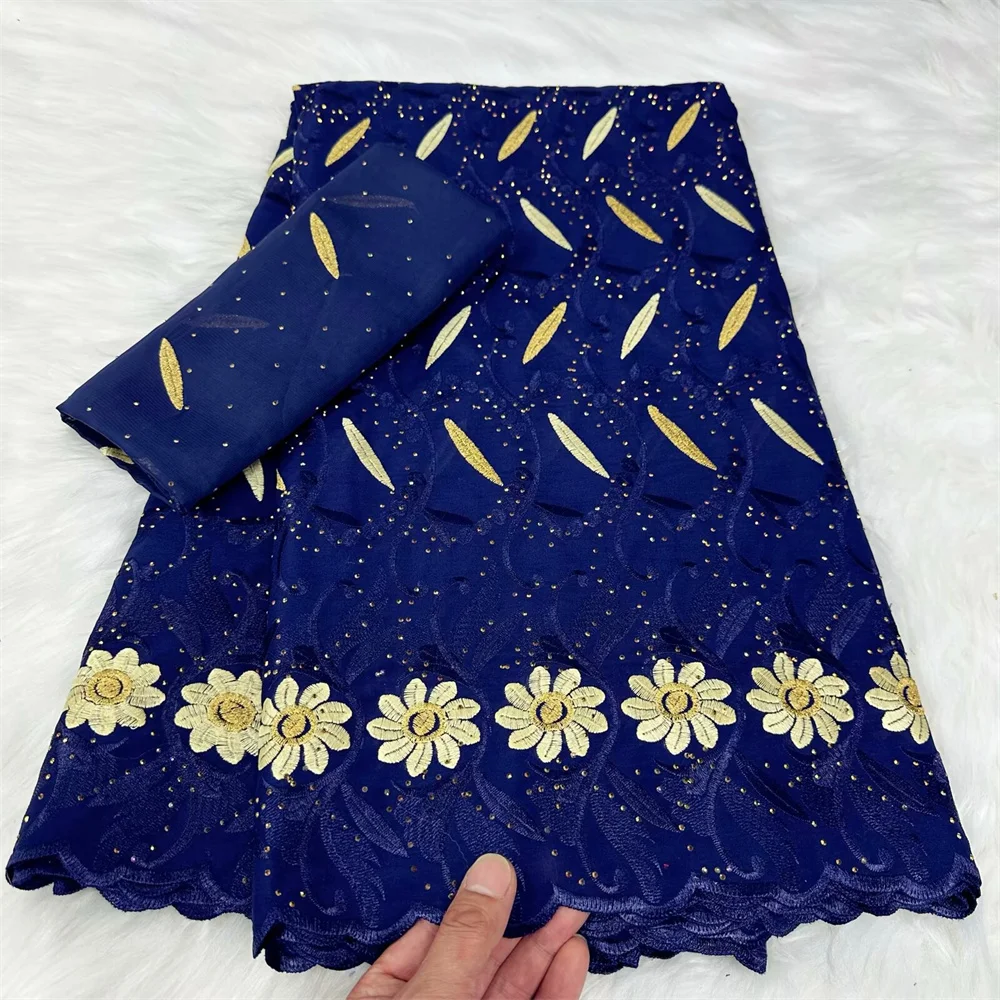 

New 2024 Swiss laces fabric Dry lace embroidery African cotton fabrics Swiss voile lace 2+5 yards in Switzerland for women dress