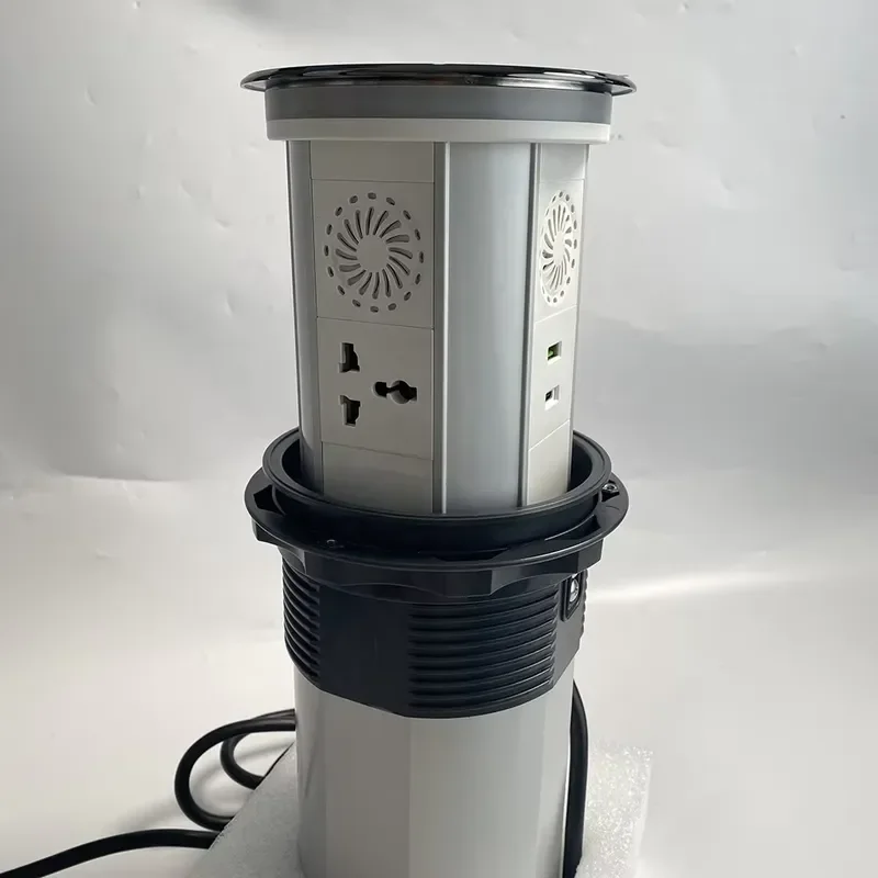 Smart WiFi Pop Up Power Socket 16A IP65 Black Universal Lift Tower with USB C Wireless Charging for Home Office Desktop
