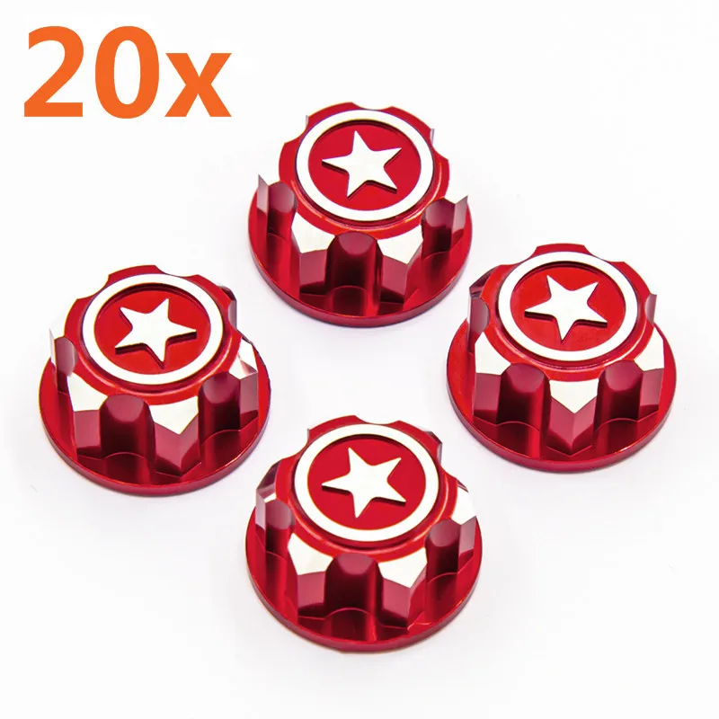 

20pcs RC Car Aluminum 17mm Hex Wheel Nuts Dustproof Anti-Skid Non-slip for 1/8 Traxxas X-Maxx Summit E-Revo ARRMA Buggy RC Truck