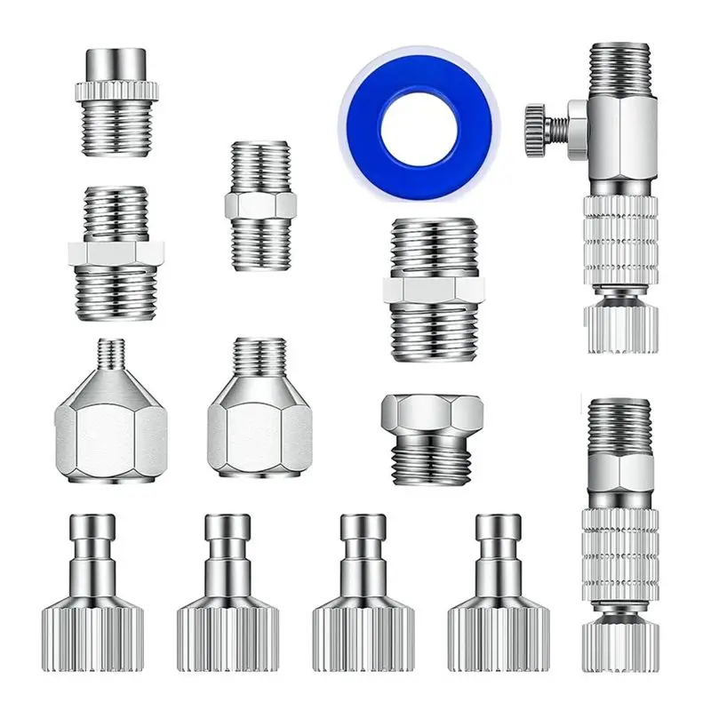 ABRU-For Air Compressor, For Airbrush Hose 14Pcs Adapter Set-For Airbrush Quick Release Disconnect Couplers