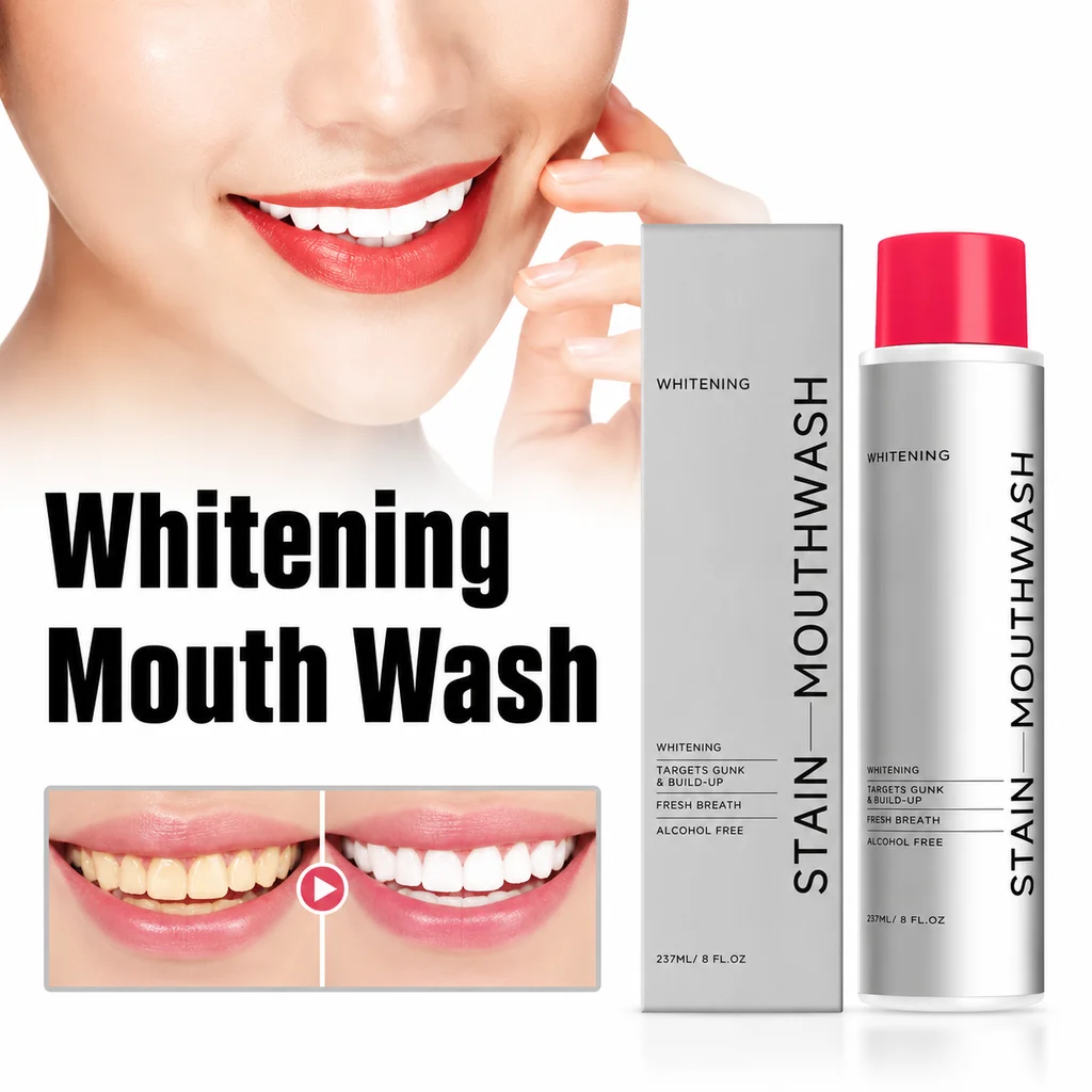 237ml Fresh Mint Mouthwash Stain Remover Gentle Oral Cleaning Long Lasting Breath Deodorizing Dental Care Portable Daily Rinse
