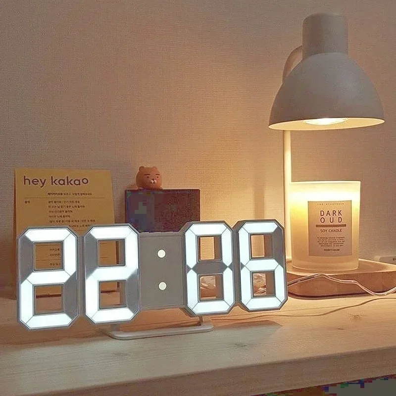 3D LED Digital Clock wall deco Glowing Night Mode Adjustable Electronic Table Clock Wall Clock decoration living room LED Clock
