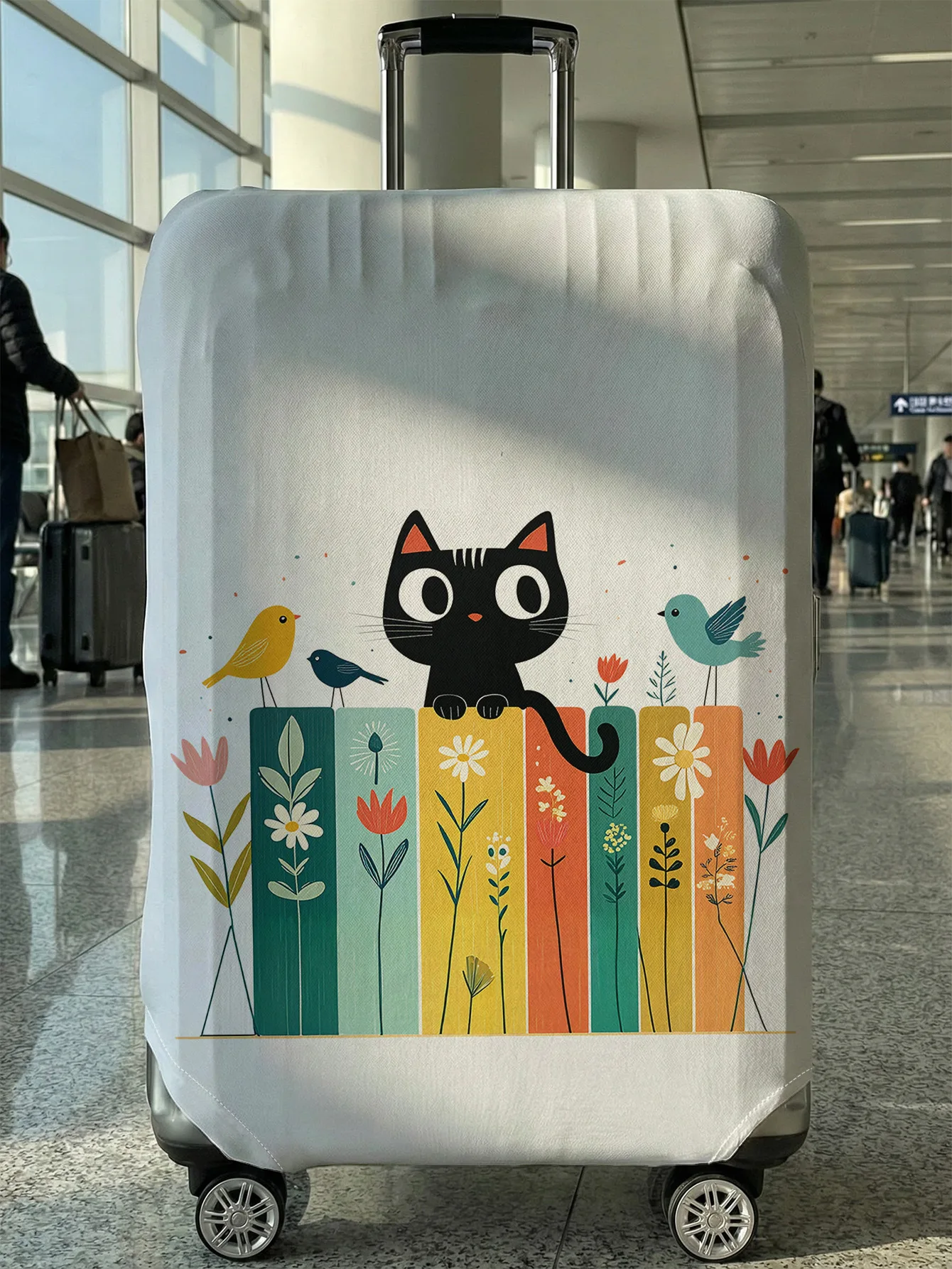 

Black Cat Flower Bird Luggage Protection Cover, suitable for 18-32 inch luggage covers, luggage handle gloves, travel accessorie