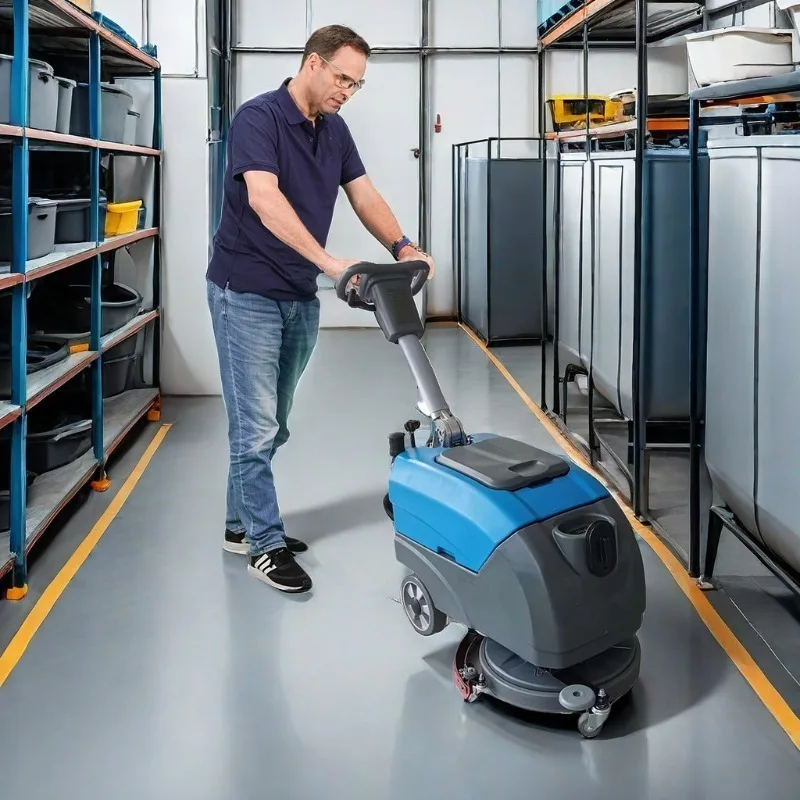 Airo Warehouse Floor Washer Machine Hand Held Manual Rotary Floor Scrubber