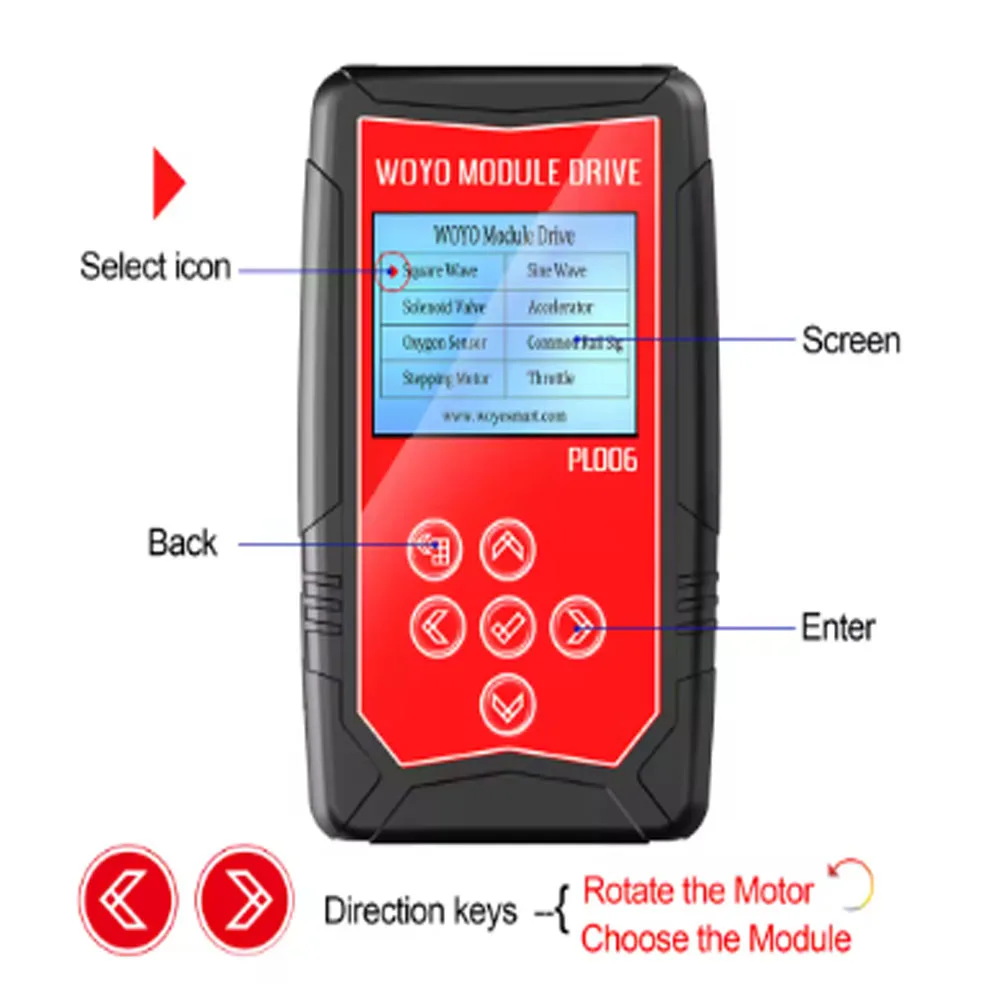 WOYO PL006 Car Ignition Coil Tester Fuel Injector Solenoid Valve Stepper Motor Drive Simulator Automobile Circuit Fault Detector
