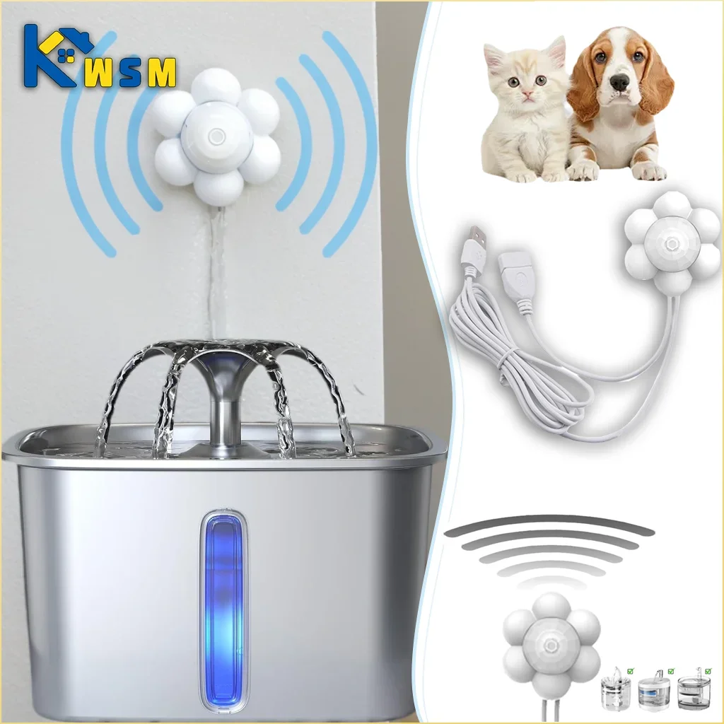 1PC Automatic Pet Water Fountain with Motion Sensor USB Smart Induction Dispenser with Filter for Cats Dogs Drinking Accessory