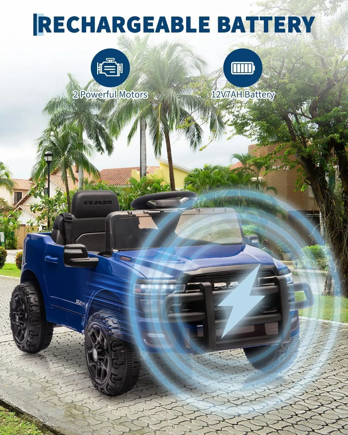 รถบรรทุกไฟฟ้า 12V สำหรับเด็ก พร้อมรีโมทคอนโทรล รถกระบะของเล่นไฟฟ้าสำหรับเด็กเล็ก ระบบกันสะเทือนแบบสปริง ไฟ LED และเสียงเพลง