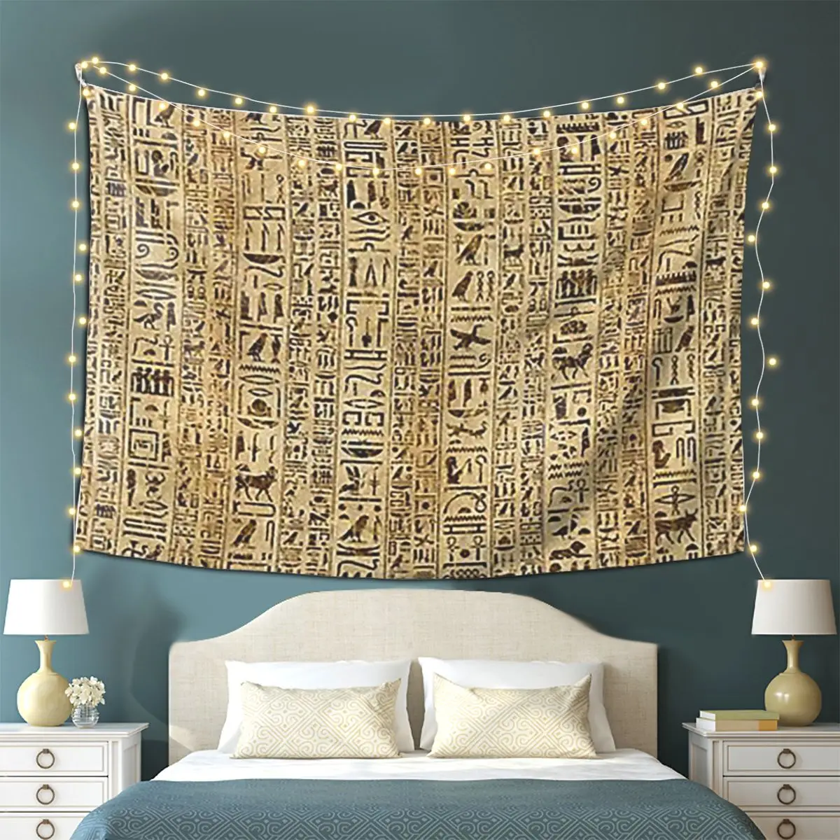 

Egyptian Hieroglyphs And Deities Tapestry Wall Hanging Aesthetic Home Decoration Tapestries for Living Room Bedroom