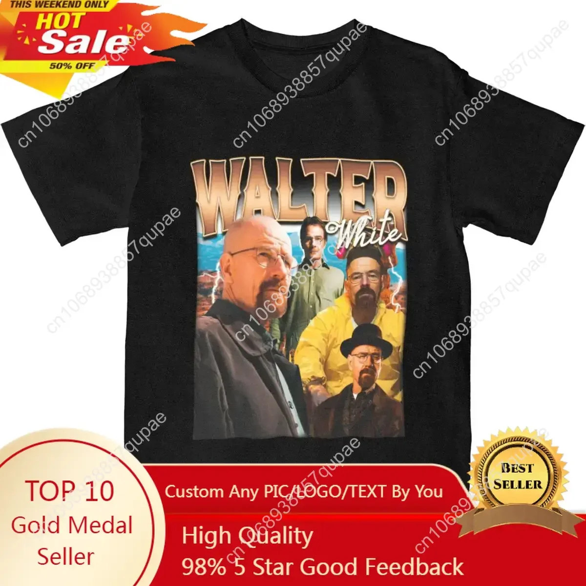 

Breaking Bad Heisenberg T Shirts Merch Men Women Pure Cotton Vintage Walter White Tee Shirt Short Sleeve Clothing Classic
