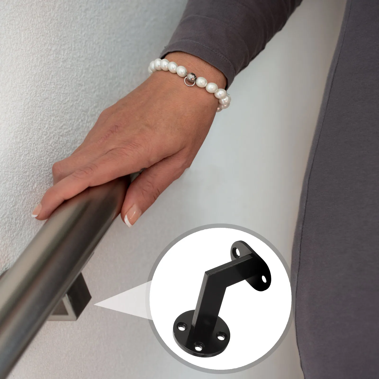 Stainless Steel Handrail Bracket for Stair Railing – Brushed Finish, Indoor & Outdoor Use