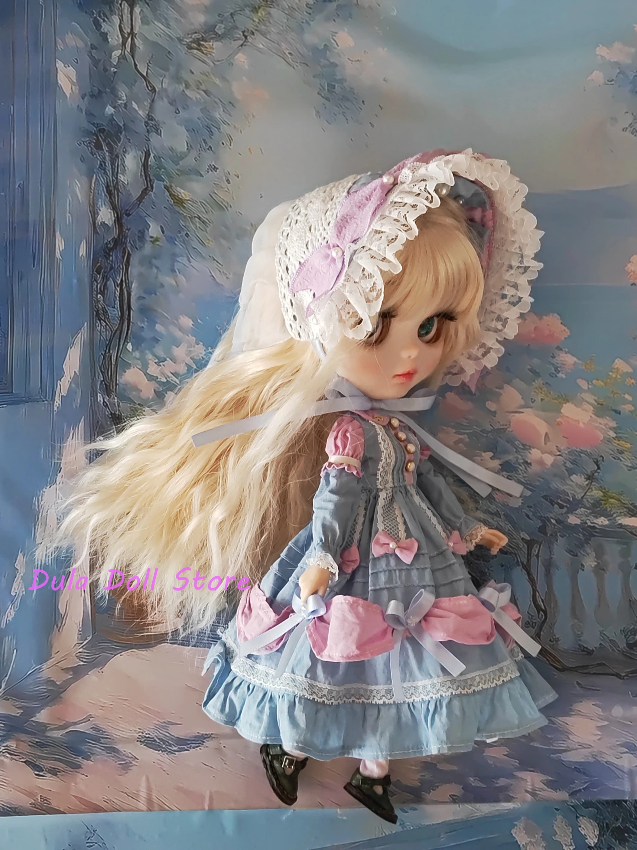 Dula Doll Clothes Dress Pink and Blue contrasting suit skirt Blythe ob24 ob22 Azone Licca ICY JerryB 1/6 Bjd Doll Accessories