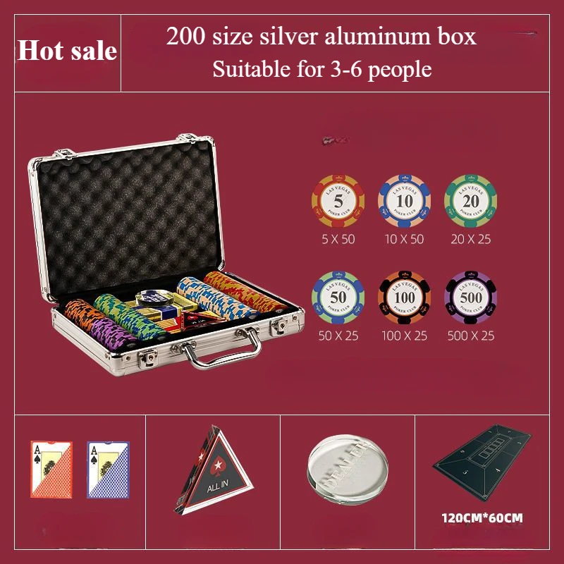 Token Coin Poker Chip Coin Set Aluminum Box Box Mahjong Token Betting Points Pieces Home Clay Chess and Card Room Poker Chips