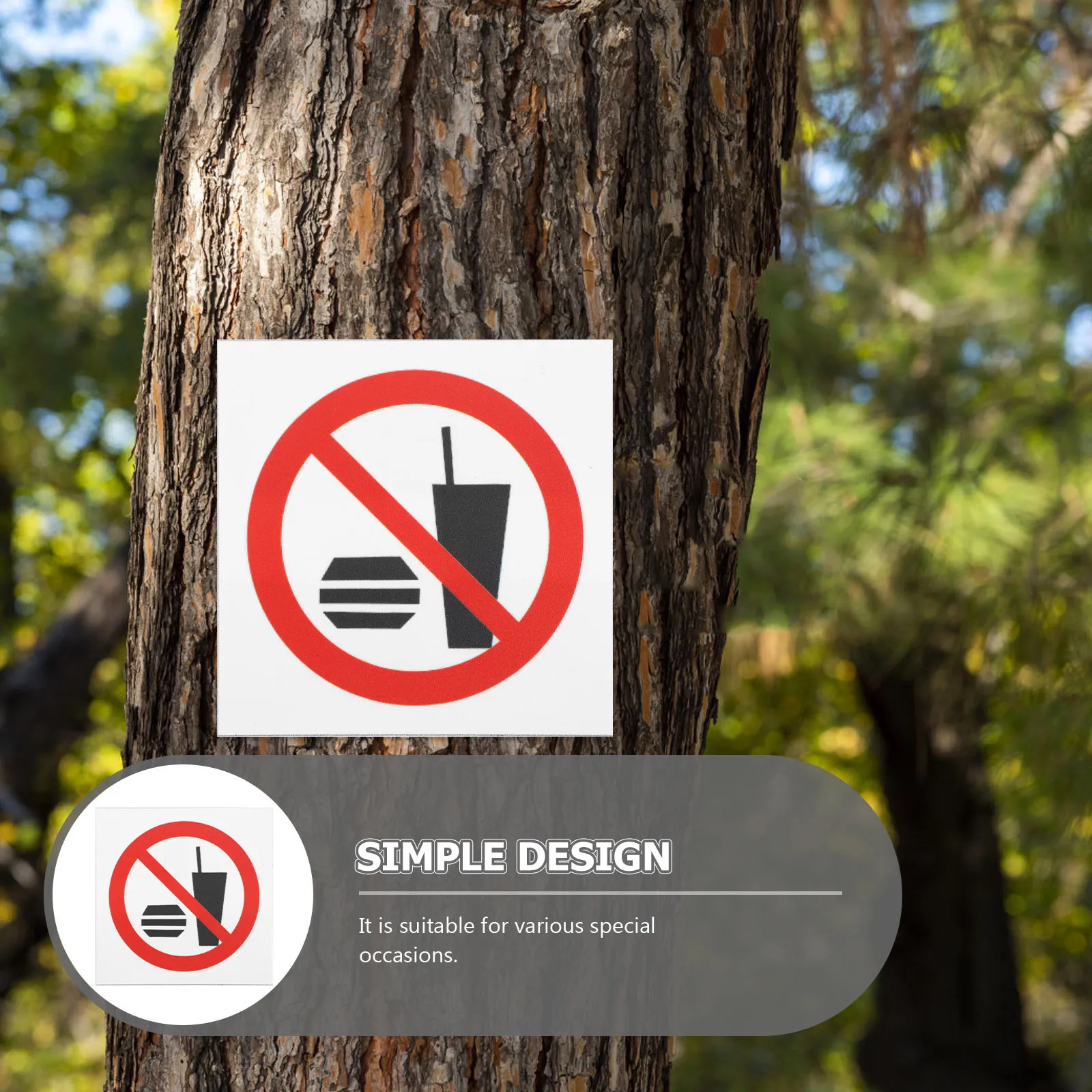 4Pcs PVC No Food Or Drink Sign Warning Stickers Peel Stick Indoor Outdoor No Eating Drinking Decals for Public Areas Cafes