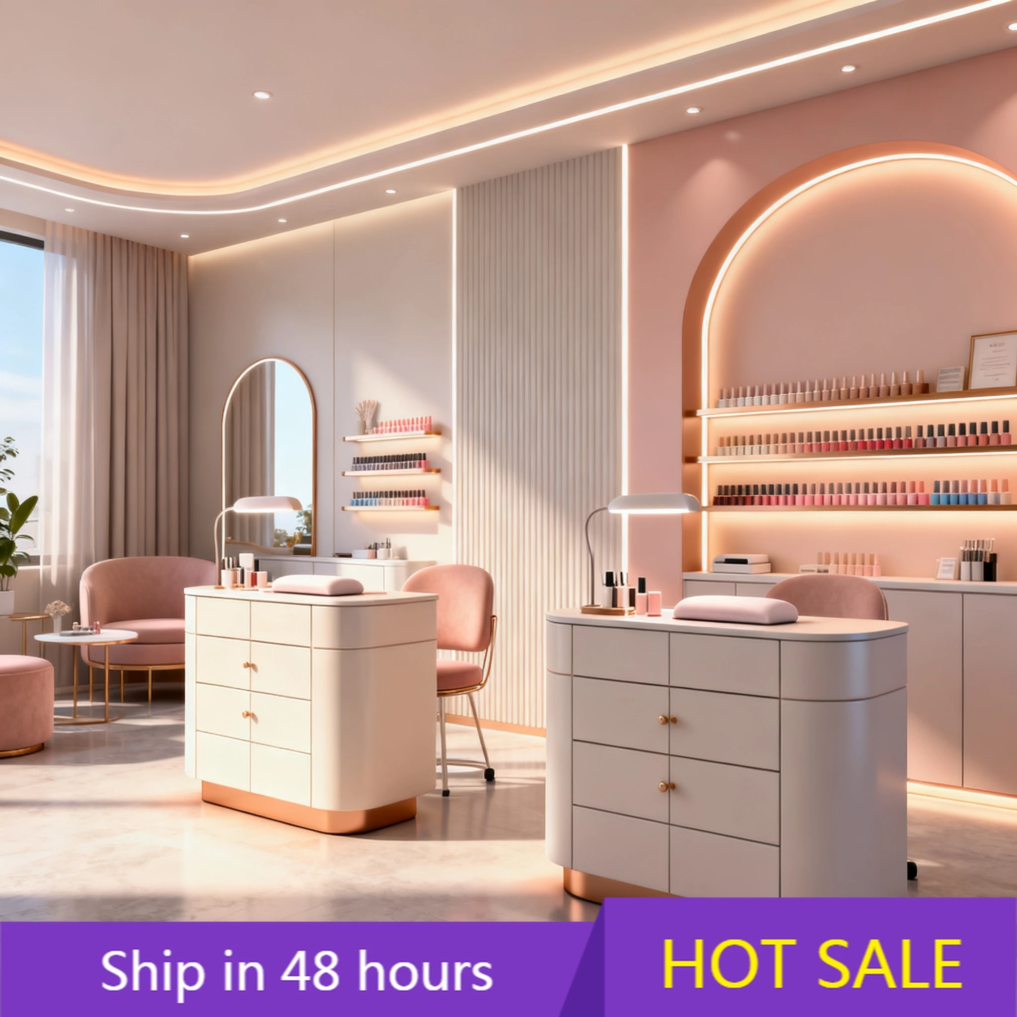 

YTYIN Stainless Steel Different Kind Nail Beauty Salon Shop Nail Polish Display Rack Bling Manicure Table Showcase Cabinet