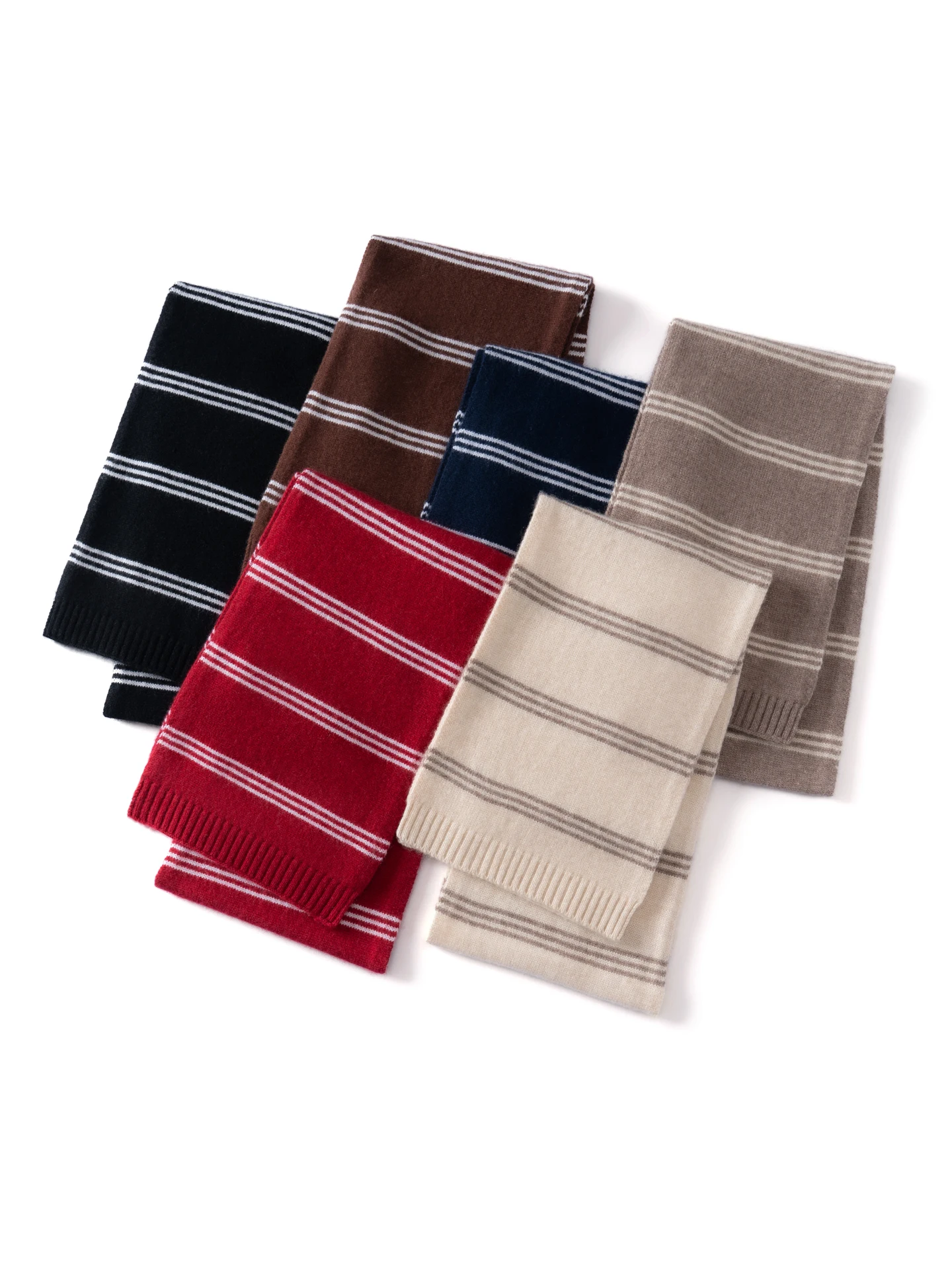Cashmere Wool Striped Scarf Knit Neck Wrap With Ribbed Ends Scarf Scarves Wrap Women Wraps Women Men Fall Winter 165x25cm