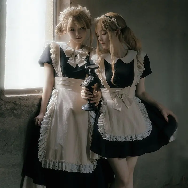 

2025Японская униформа горничной для косплея, милое платье Лолиты OP для девочек, милый фартук с бантом, платья принцессы, Harajuku Kawaii Vestidos