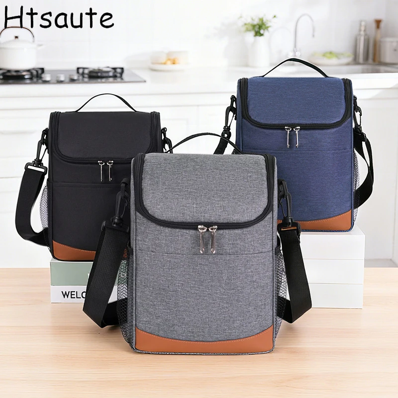 

Solid Color lunch bag with aluminum foil zipper closure large capacity portable work tote bag, storage bag, handbag lonchera