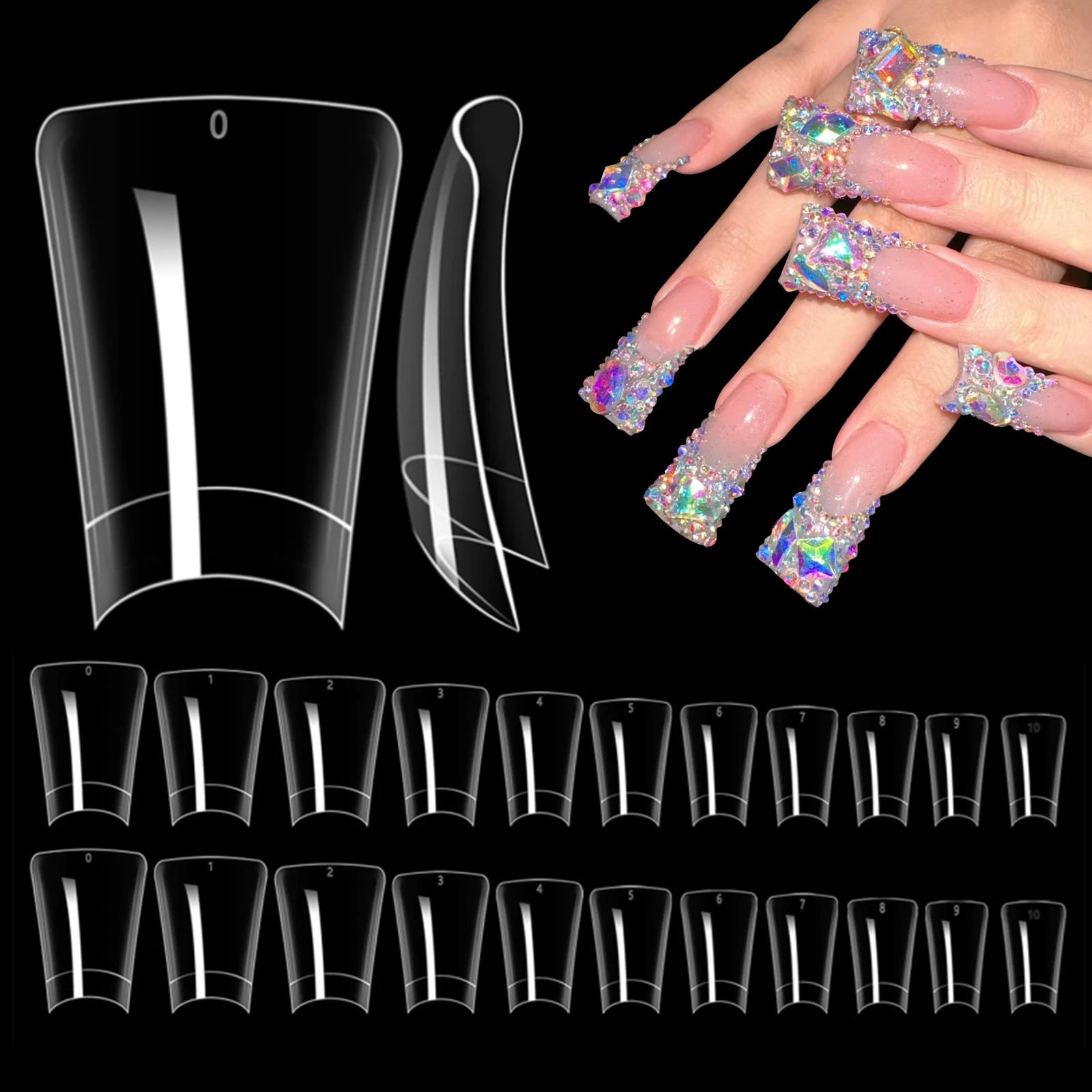 

Duck Nail Tips -500pcs Clear Soft Gel Curved Nail Tips Crystal Duck Feet Style Half Cover False Nails French Nails for DIY Salon