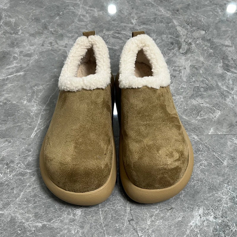 New Winter Velvet Boken Men Shoes for Couples Frosted Thick Sole Anti Slip Retro Warmth Outdoor Casual Cotton Shoes