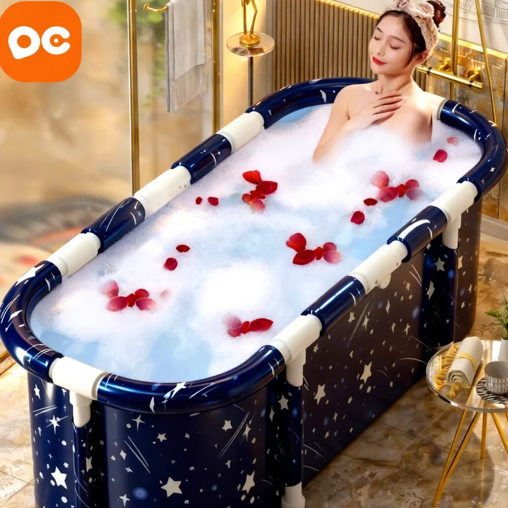 Portable Collapsible Ice Bath Tub for Athletes & Recovery, Adult Cold Plunge Tub with Insulated Cover & Drain Pump
