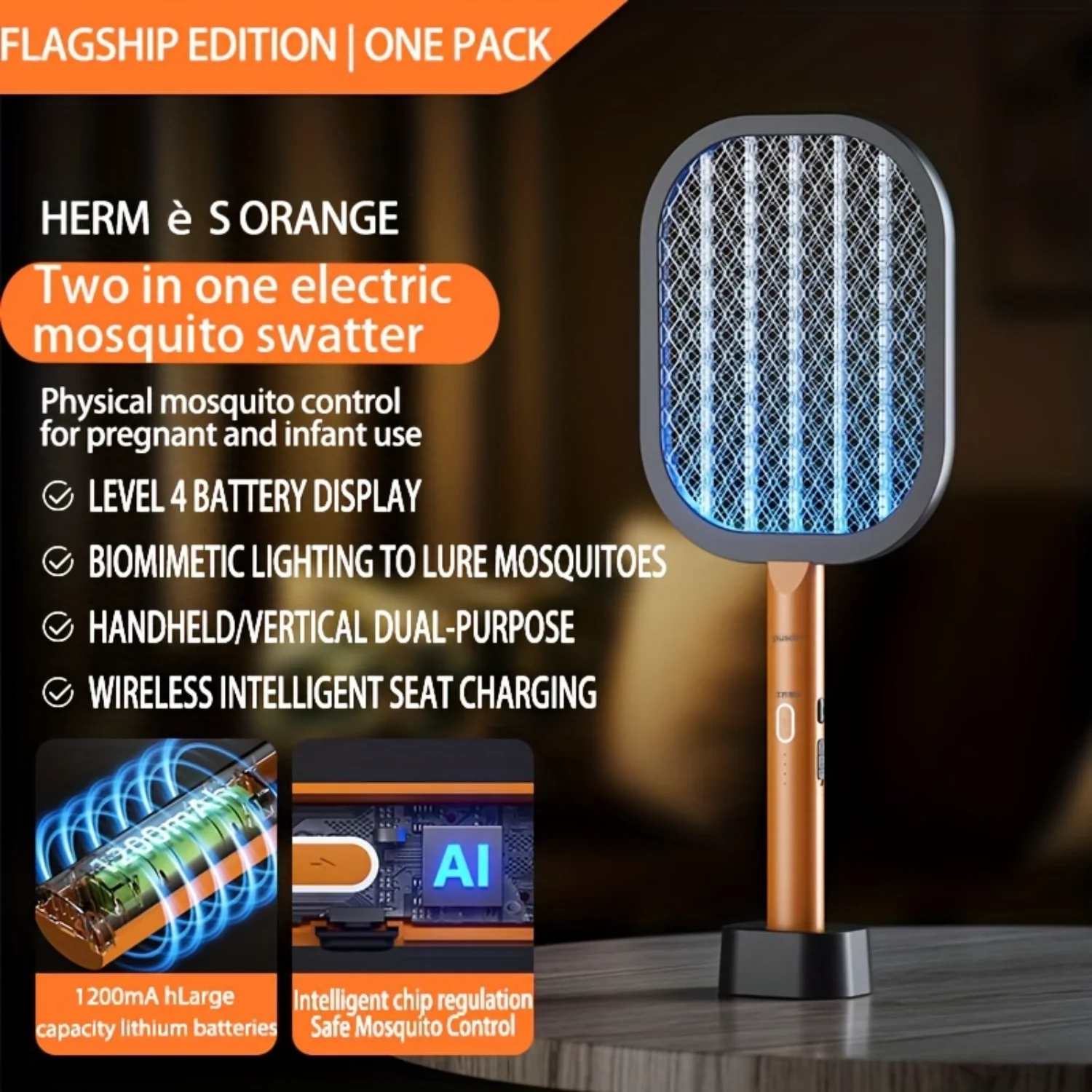 

Powerful Rechargeable Electric Mosquito Swatter and Mosquito Killer Lamp, Essential for Summer in Apartments, Effective Insect C