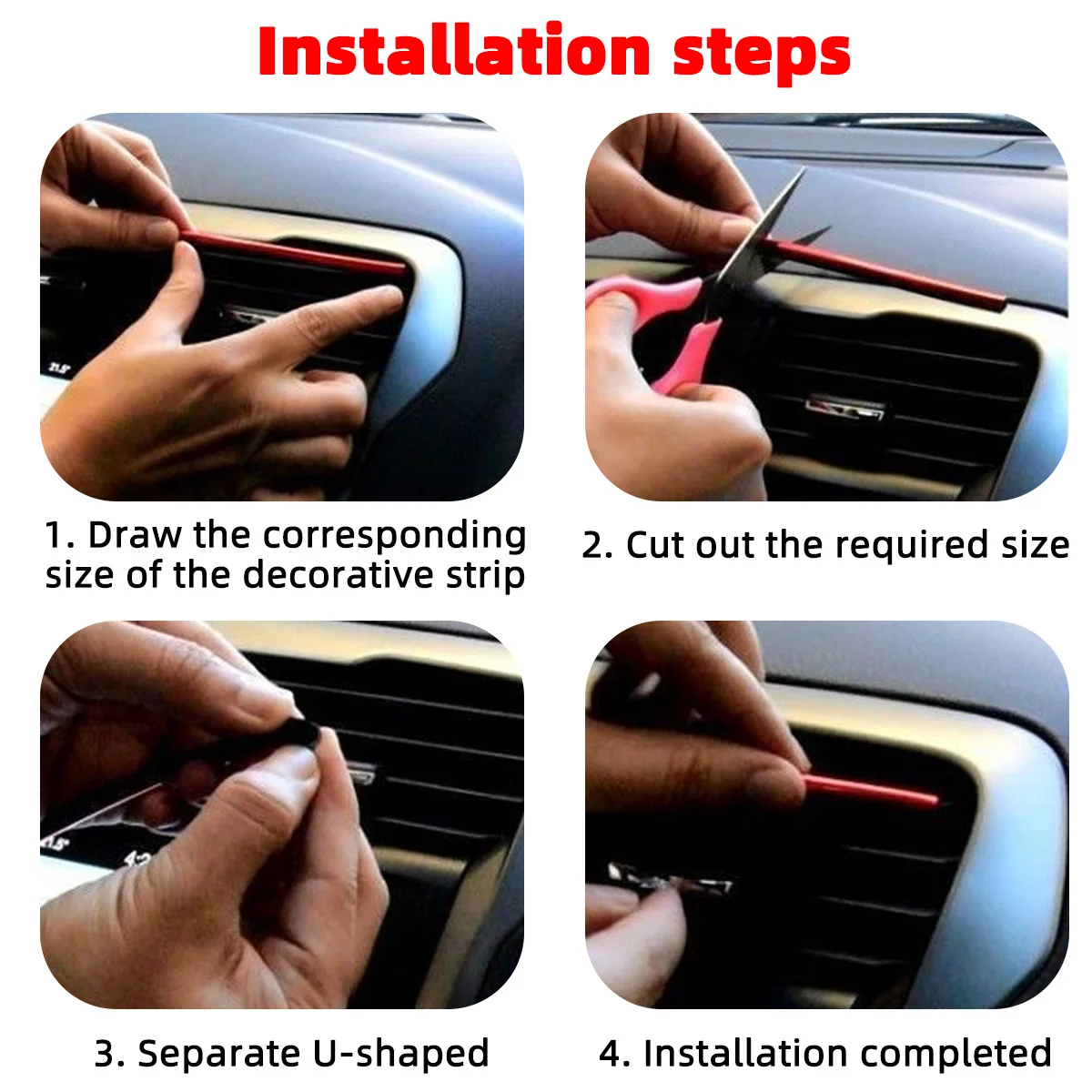 10 PCS of car air conditioning vent decorative strips that can be bent and cut Car vent decoration image 6