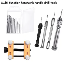 Watch Repair Hand Drill Jewelry Tools Kit Pin Vise for Resin Casting Molds Steel Hand Drill with 10Pc Drill Bits & Fixed Holder
