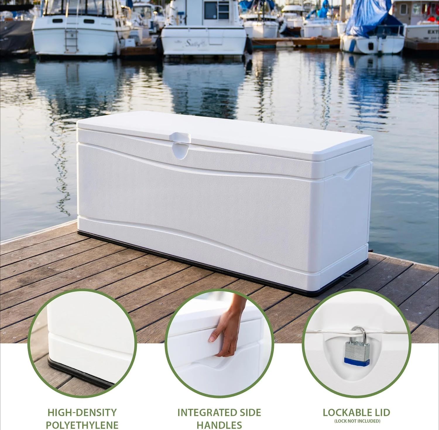 60348 Marine Dock, 130 Gallon Deck Box, White