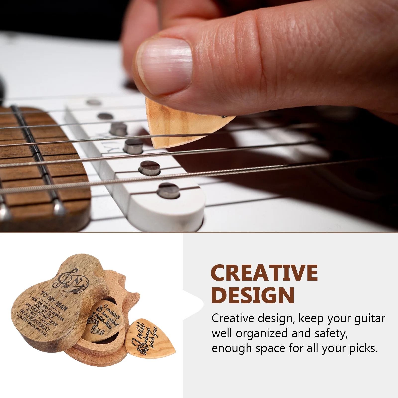 

Pick Storage Box Guitar Holders Case Organizer Container Picks Accessories Wooden for