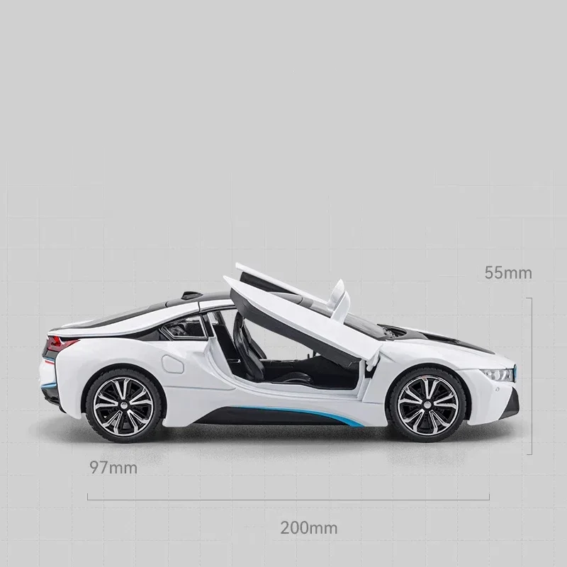 1:24 BMW I8 スーパーカー合金車ダイキャスト & おもちゃの車車モデル音と光プルバック車のおもちゃギフト