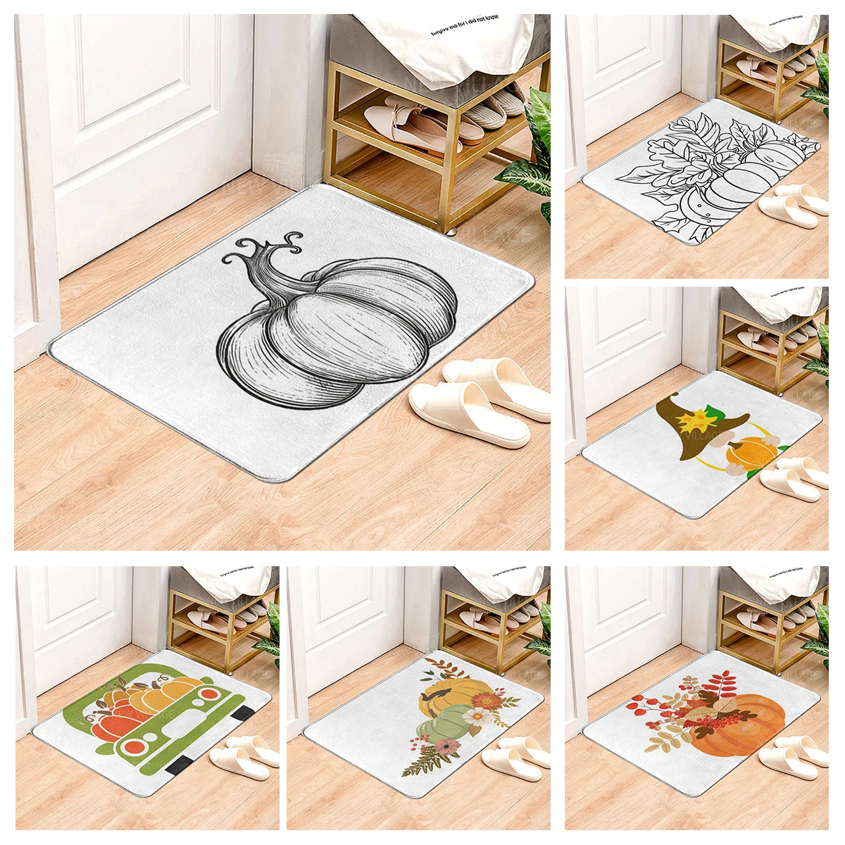 House entrance carpet Home door mat Living Room Bath Foot bathroom non-slip water absorption rugs bath Halloween Autumn Pumpkin