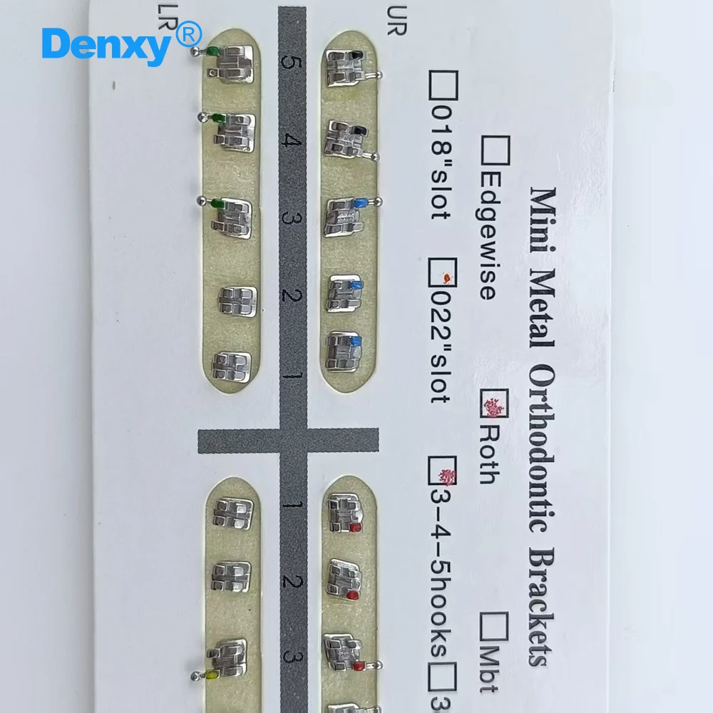 DENXY 10 Sets Mini Roth/Mbtt Zahnärztliche Kieferorthopädische Brackets MIM Metall Edelstahl Zahnspangen für Zahnarztpraxen – Detail 5