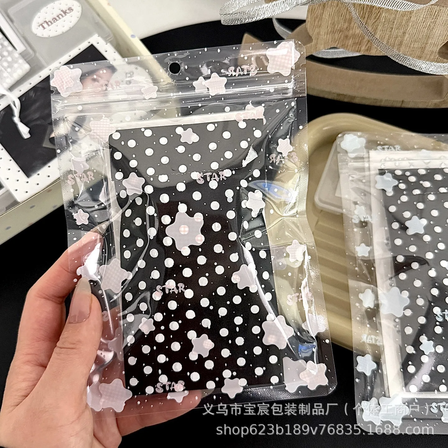 10pcs/set Ins Style Pink Blue Star Photocard Holder Clear Seal Bags for Journal Cute Candy Packaging Dividers Bags Aesthetic
