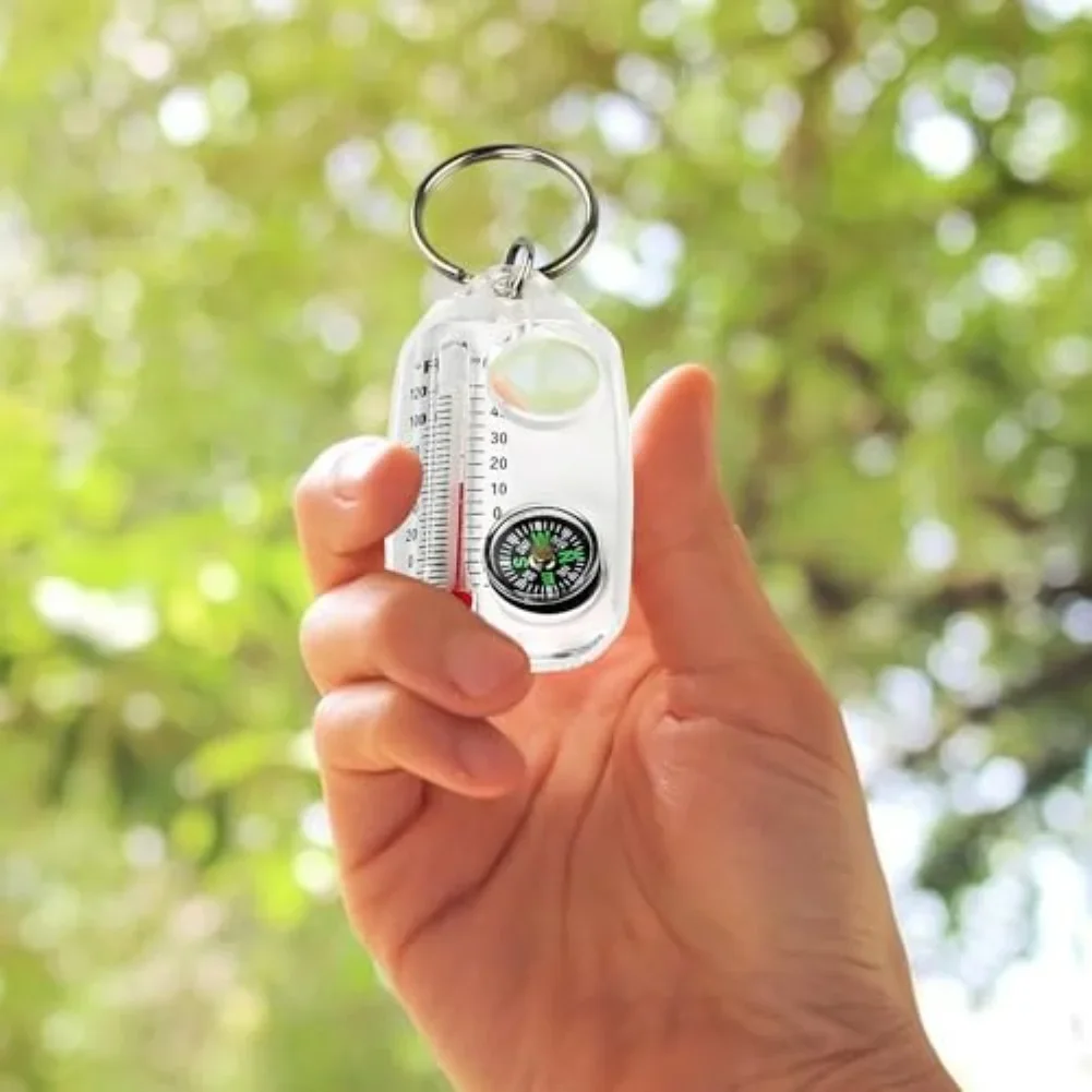 1pc Multifunction Mini Keychain Camping For Compass Thermometer Outdoor Climbing Temperature Tester Guiding For Compass Tool