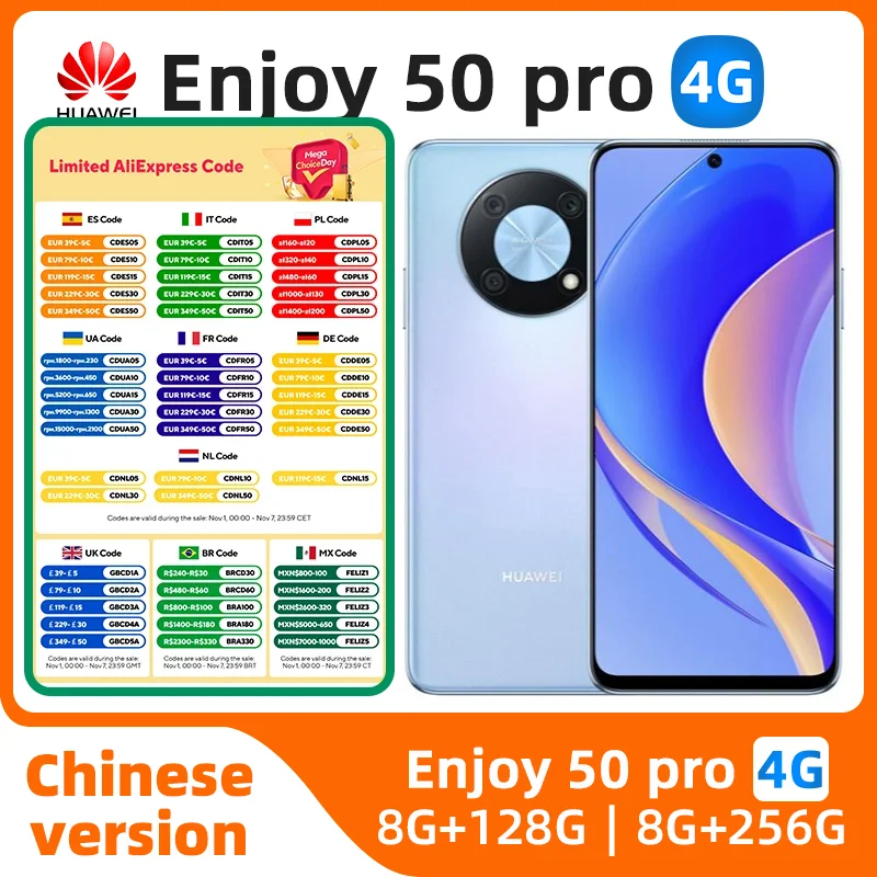 

Huawei Enjoy 50 Pro Cell phone 8GB RAM 128GB 256GB ROM Snapdragon 680 6.7" 90Hz 50MP Rear Camera 5000mAh 40W OTA used phone