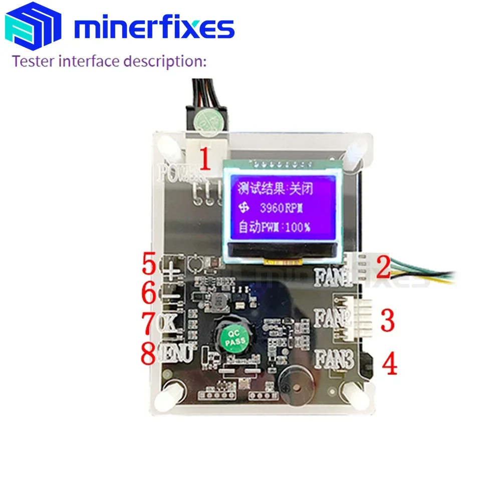 F1 Fan Tester For Antminer Whatsminer Avalon Innosilicon Fan Fault Detector / Power Supply Fan Speed Testerbitcoins Miner