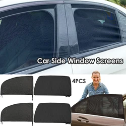 4pcs Car Window Screen Door Covers Front/Rear Side Window UV Sunshine Cover Shade Mesh Car Mosquito Net For Cars SUVs MPV