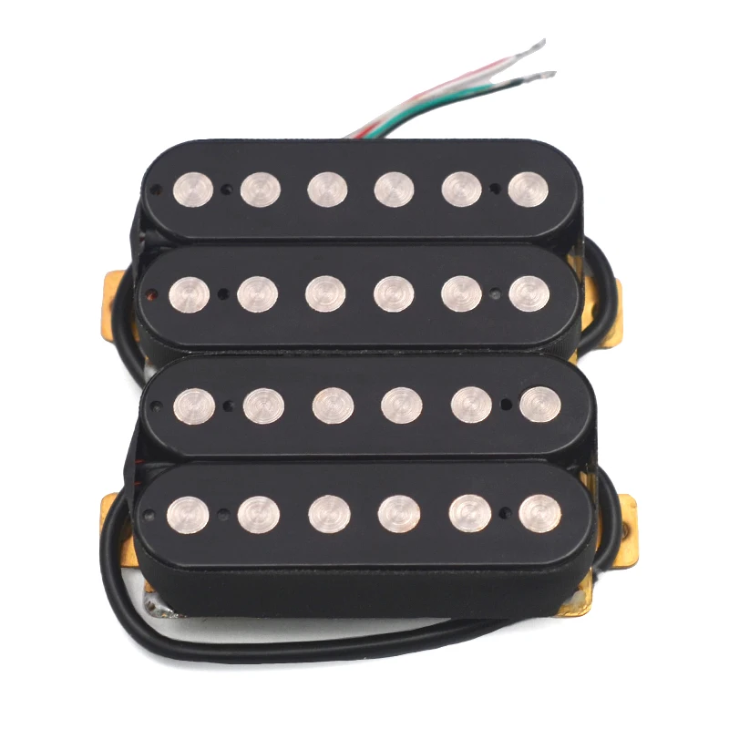 Electric Guitar Humbucker 6.3mm Big Pole Piece Dual Coil Guitar Pickup with 4 Conduct Cable/Coil Splitting Neck Bridge Black