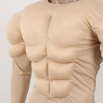 Cosplay falešné svalové tričko body obleky hrudní chrániče kostýmy pro muže halloween párty sada houba břicho silné břišní vesta korzet topy 10 nejlepší prodej falešné svaly na hrudi - №4