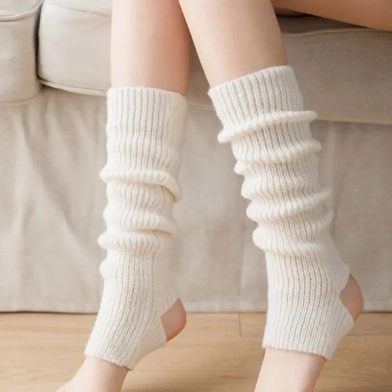 Women Leg Warmer Girls Japanese Style JK Socks Autumn and Winter Leg Covers Thickened Calf Socks Knitted Long Tube Stockings