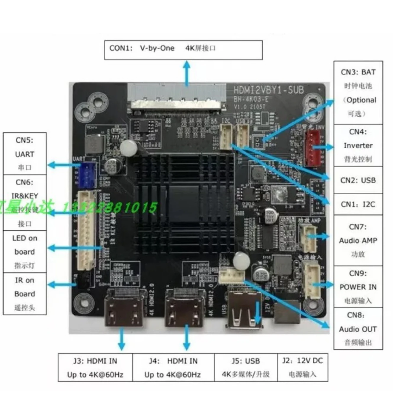 

4K display motherboard bh-4k03-e/bh-4k02-e HDMI to VB1 supports USB playback and 4K decoding