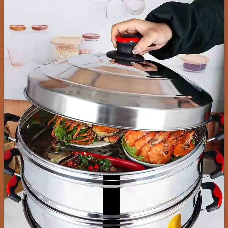 Commercial electric steamer multifunctional high-capacity electric steamer thickened stainless steel three-layer