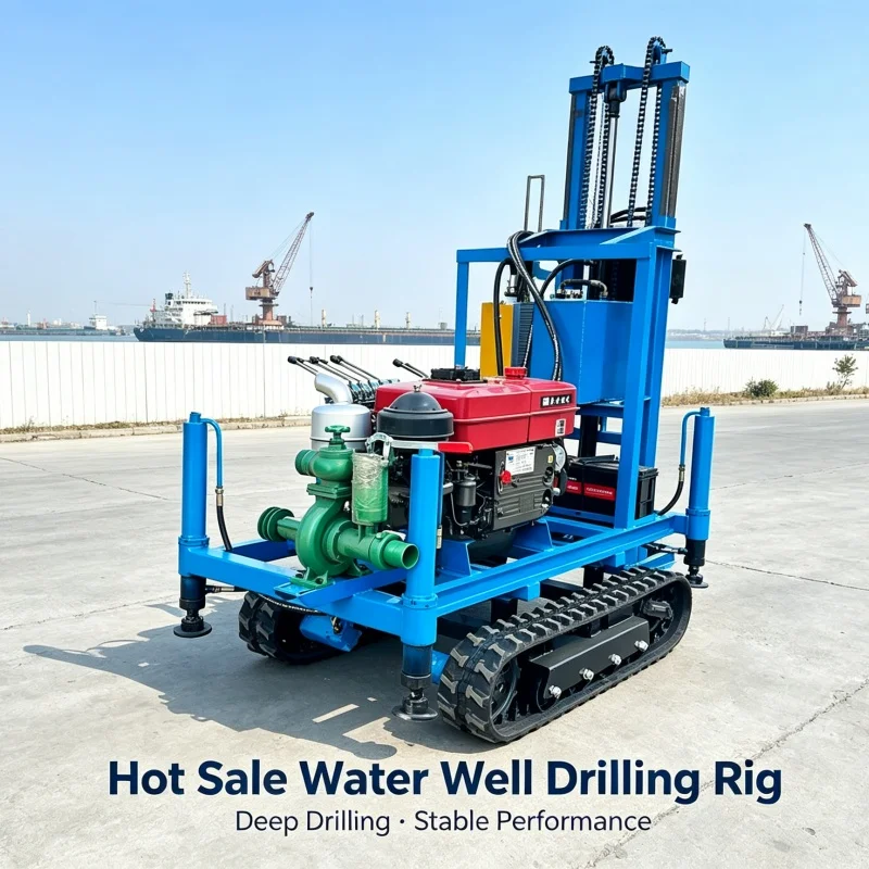 Customized Water Well Drilling Rig, Diesel Drilling Equipment with Built-in Mud Pump for Rural Home and Farmland Water Wells