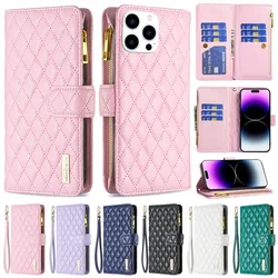 Wallet Small Fragrance Multi-card Slot Zipper Magnetic Flip Leather Case For iPhone 17 Pro Max Air 16e 16 15 Plus 14 13 12 11 XR