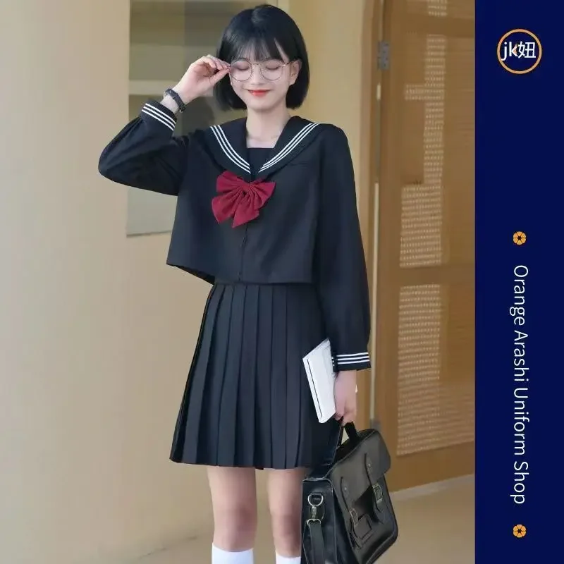 Japanese School Uniform Suit Sailor JK Basic Cartoon Girl Navy Sailor Uniform Black Sets Navy Costume Women Y2k Girl Costume