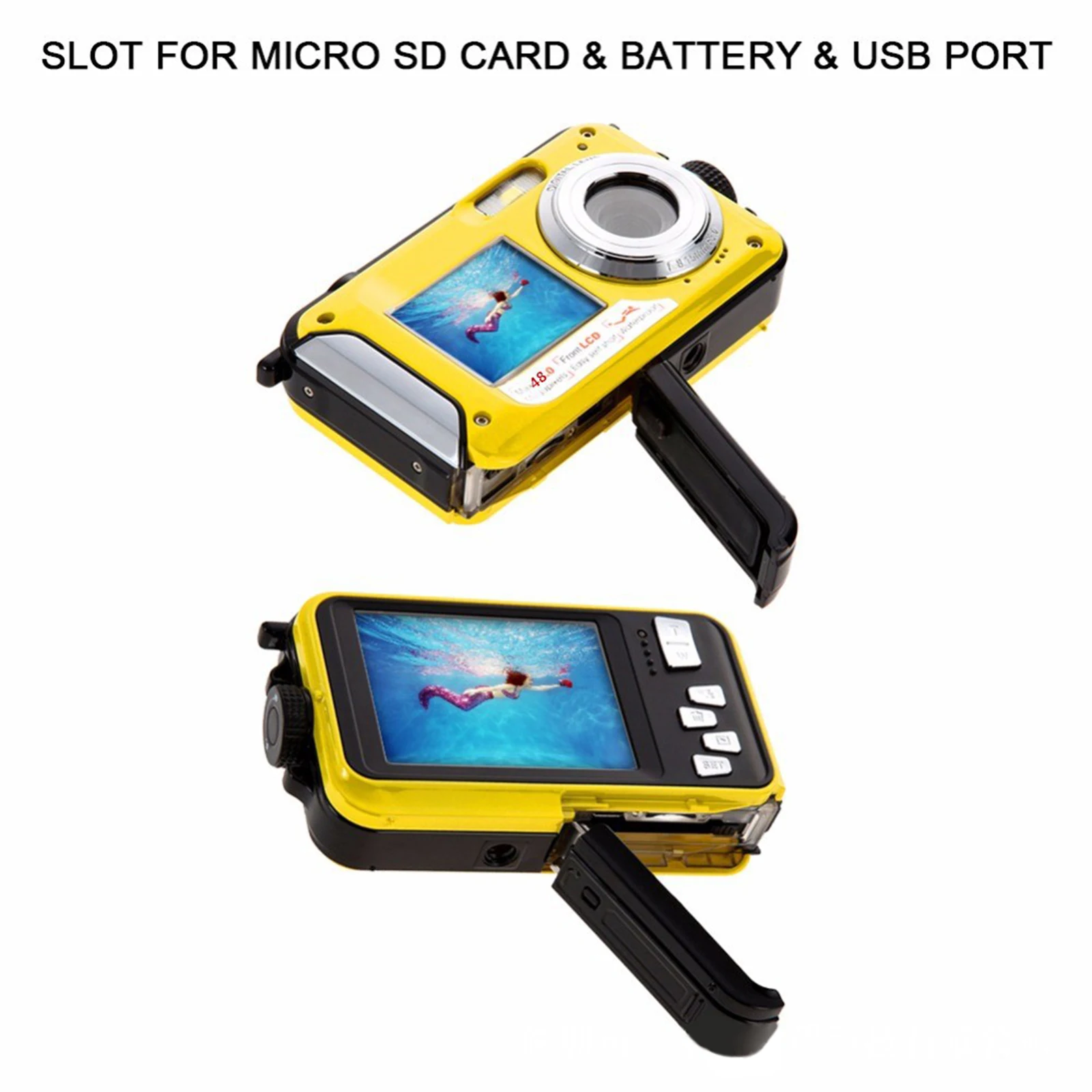 Underwater Camera Dual Screens Full HD 2.7K 48MP Digital Camera LCD Displays Selfie 16X Waterproof Video Recorder