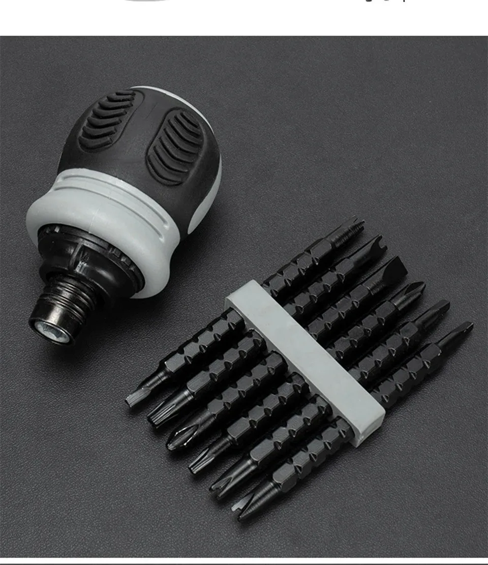 Mini Ratchet 13 in 1 Magnetic Precision Screwdriver Set Telescopic Labor-Saving Hand Tool with Phillips Slotted Dual-Purpose Hea