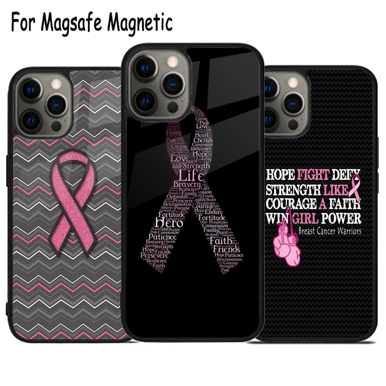 Girly Breast Cancer pink Ribbon Amazing Wireless Magsafe Phone Case For iPhone 15 16 14 13 11 12 Pro Max Plus Magnetic Cover