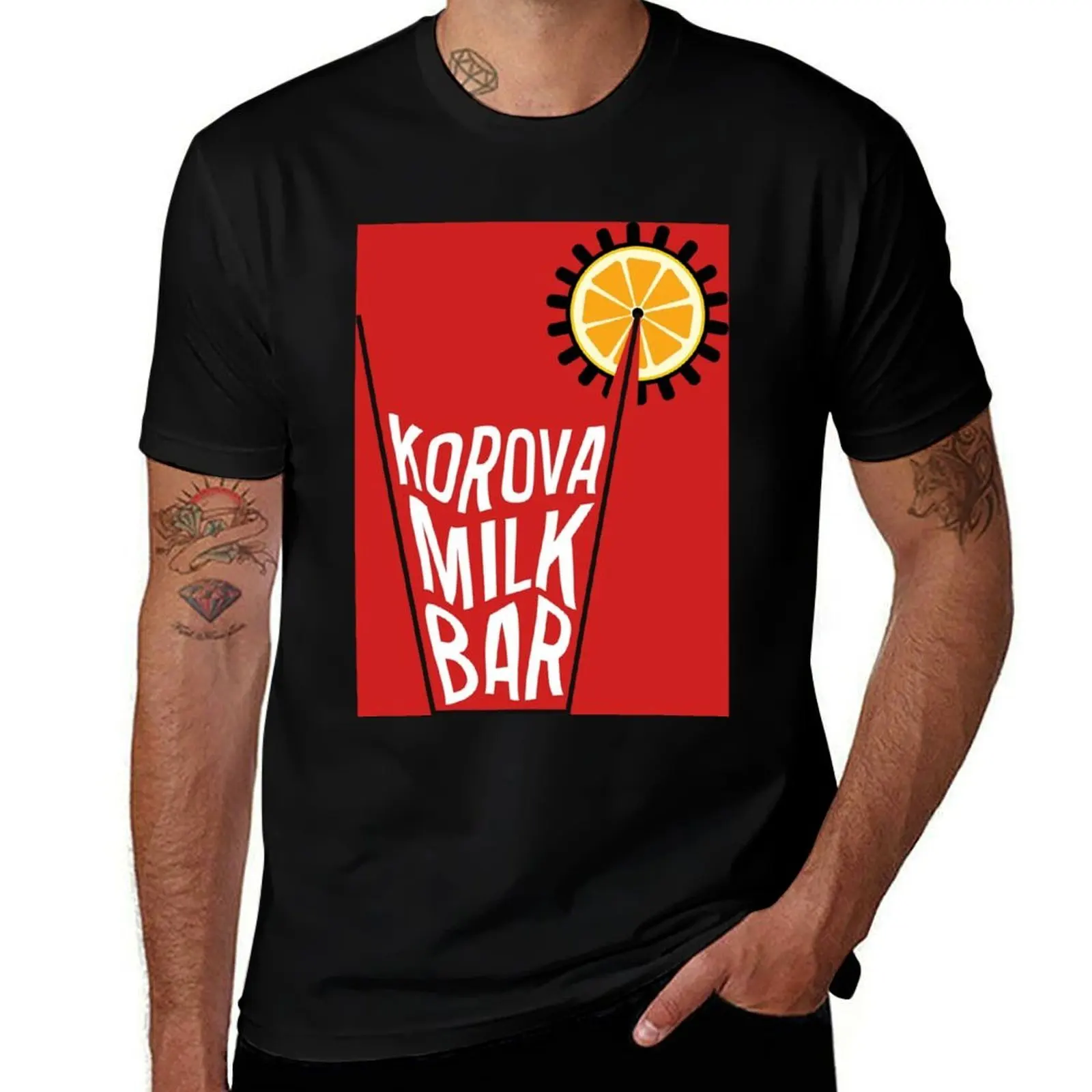 Korova Milk Bar Poster T-Shirt anime tshirt t shirt for man 100 percent cotton T-Shirt
