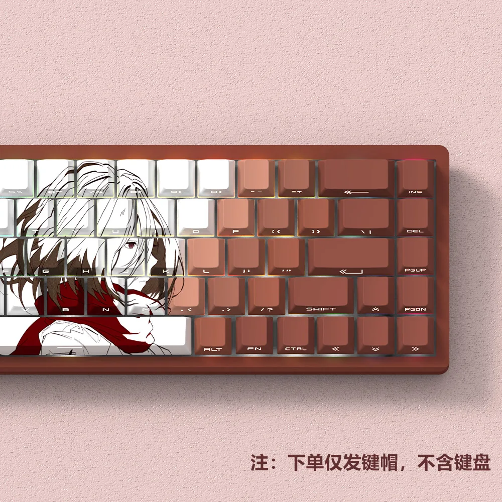 Teclas gigantes Mikasa con perfil de cereza, teclas de Anime translúcidas talladas en el lado PBT Dye-Sub para regalo de accesorios de teclado 60/61/68